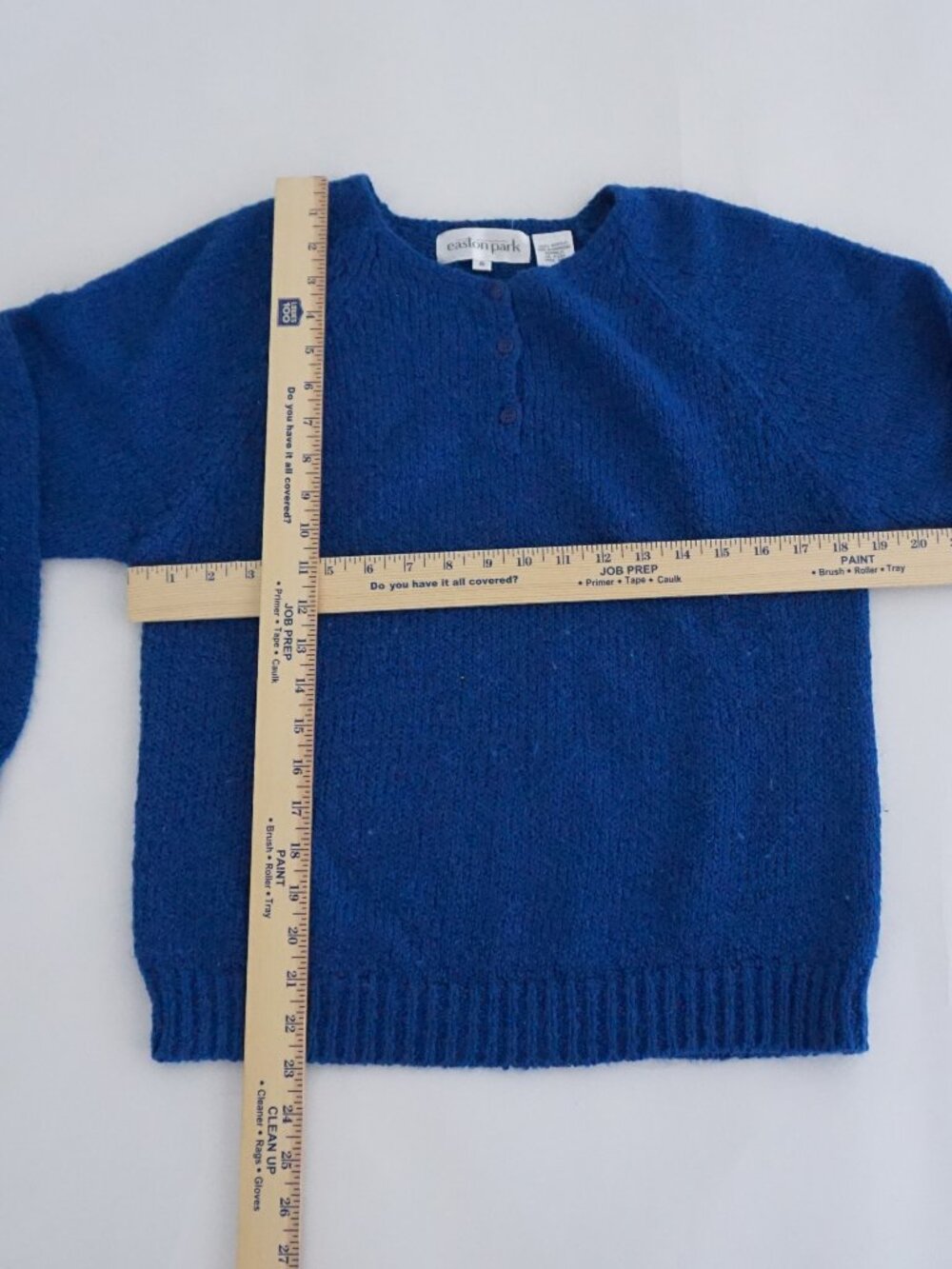 Vintage Easton Park Cobalt Blue Knit Henley Button Textured Grandpa Sweater S - Picture 3 of 9